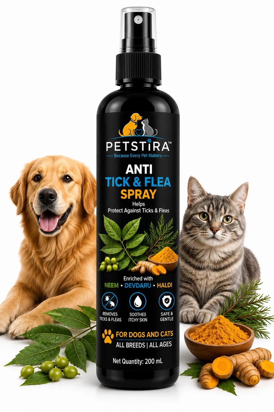 Spray with dog and cat, neem, devdaru and haldi