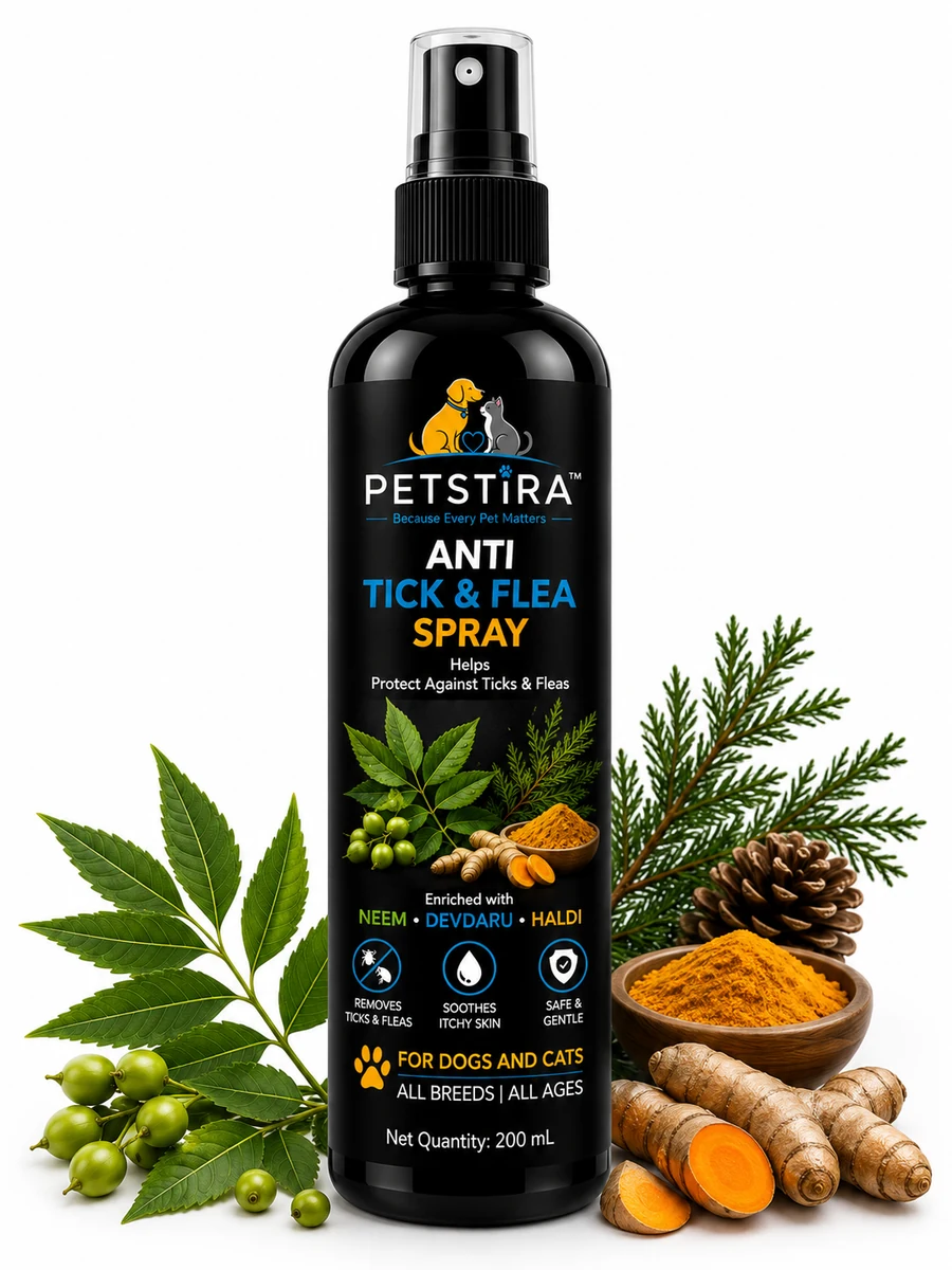 PETSTIRA Anti Tick & Flea Spray for Dogs & Cats, 200 ml